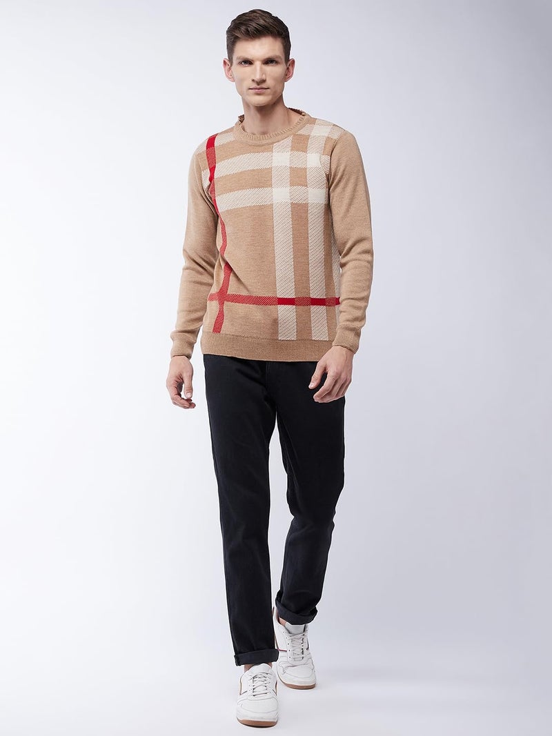 Pivl Men's Winter Striped Sweater - Warmth and Style for The Season_Beige_L||Winterwear|| - Image 2