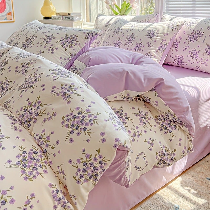 3pcs Soft Comfortable Ins Minimalist Style Small Floral Duvet Cover And Pillowcase Set, Suitable for Bedroom, Dormitory, Guest Room, Washable Printed Craft. All-Season, Machine Washable (1pc Duvet Cover And 2pcs Pillowcases) - Image 1