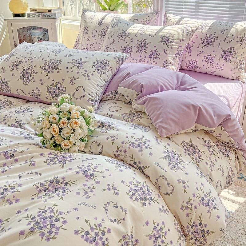 3pcs Soft Comfortable Ins Minimalist Style Small Floral Duvet Cover And Pillowcase Set, Suitable for Bedroom, Dormitory, Guest Room, Washable Printed Craft. All-Season, Machine Washable (1pc Duvet Cover And 2pcs Pillowcases) - Image 3