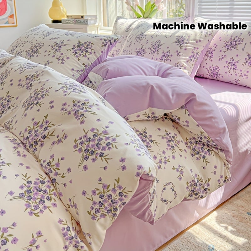 3pcs Soft Comfortable Ins Minimalist Style Small Floral Duvet Cover And Pillowcase Set, Suitable for Bedroom, Dormitory, Guest Room, Washable Printed Craft. All-Season, Machine Washable (1pc Duvet Cover And 2pcs Pillowcases) - Image 2