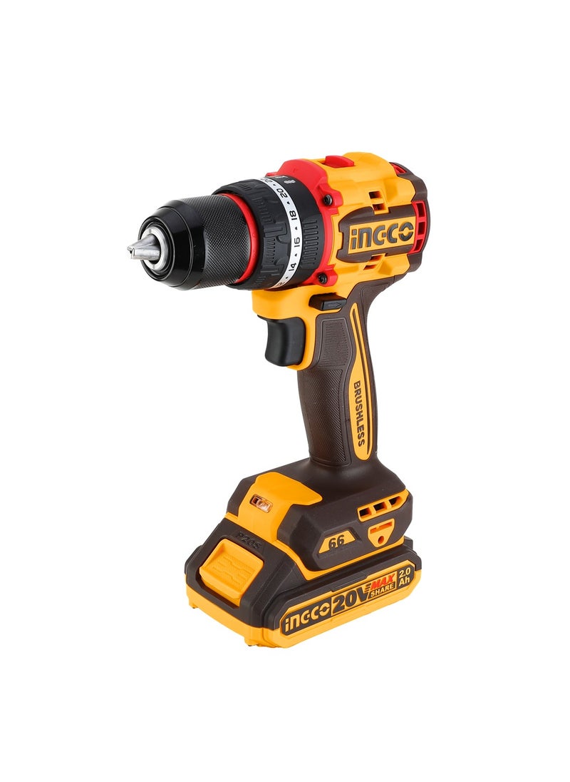 INGCO INGCO 20V Cordless Brushless Impact Drill – CIDLI20668 (66Nm Torque)  - Image 2