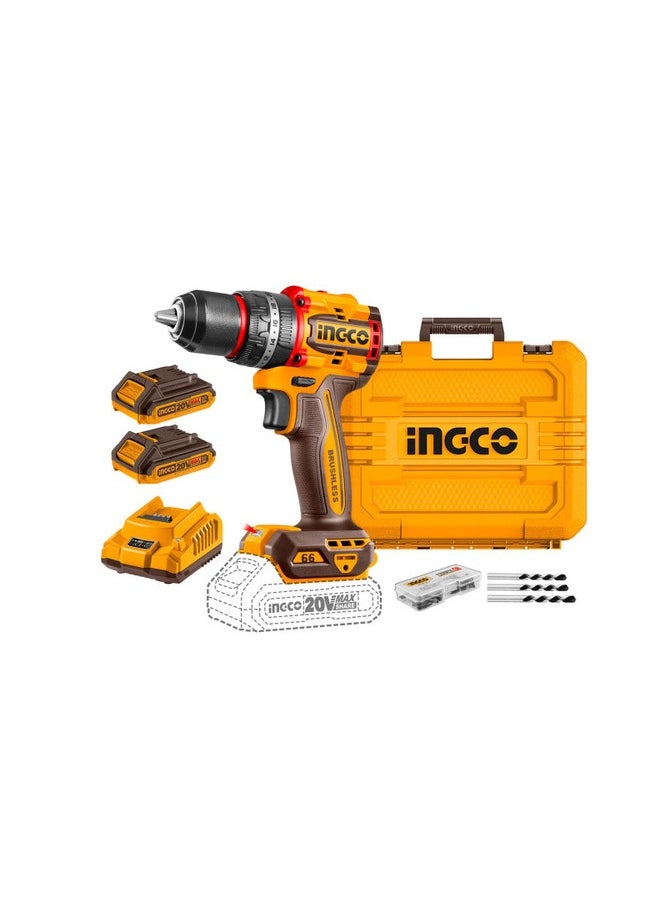 INGCO INGCO 20V Cordless Brushless Impact Drill – CIDLI20668 (66Nm Torque)  - Image 3