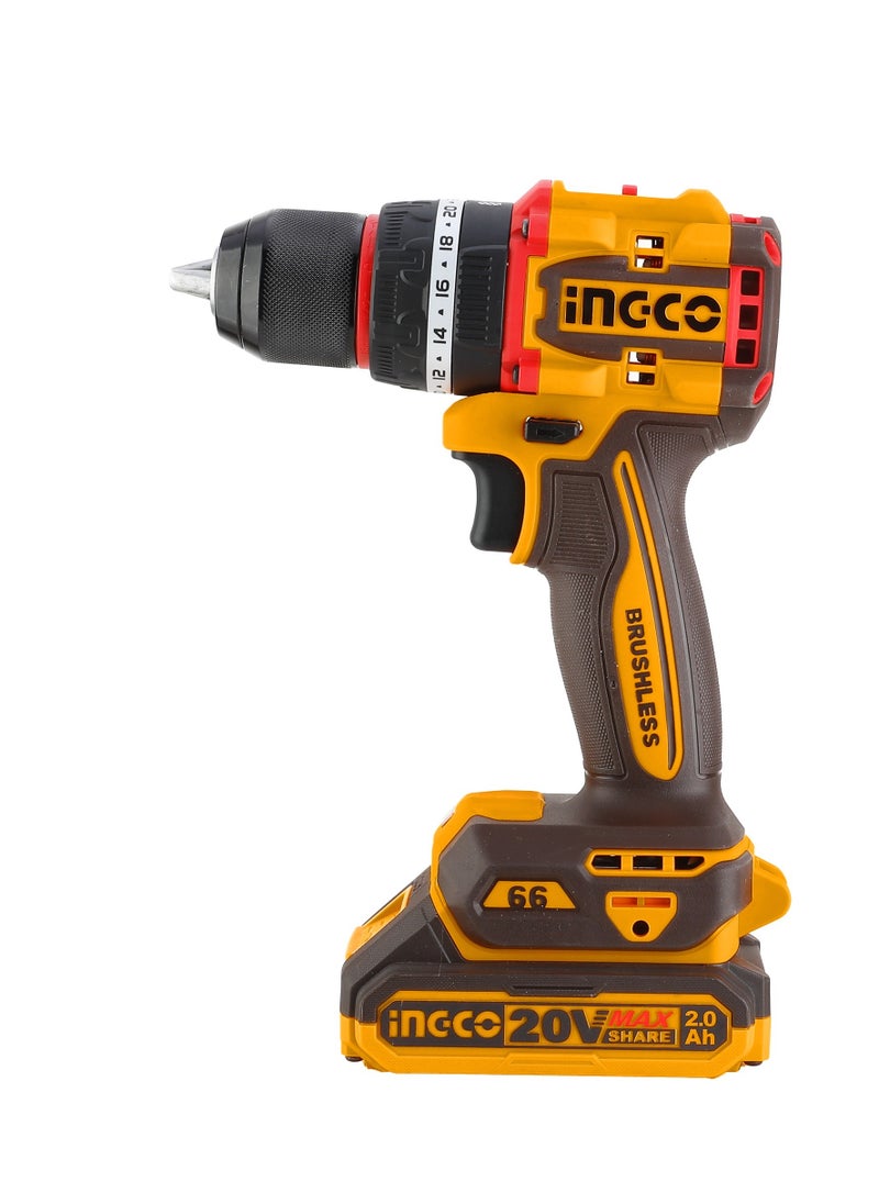 INGCO INGCO 20V Cordless Brushless Impact Drill – CIDLI20668 (66Nm Torque)  - Image 5