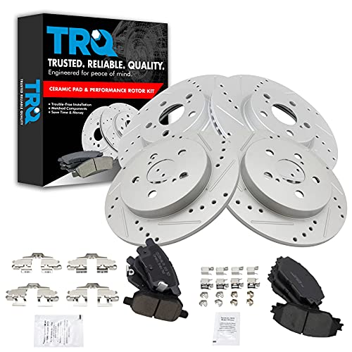 TRQ Front and Rear Performance Brake Pad & Rotor Kit Brake Pads Brake Rotors Set Ceramic Premium G-Coated Compatible with 2009-2010 Pontiac Vibe 2014-2019 Toyota Corolla 2009-2013 Matrix - Image 1