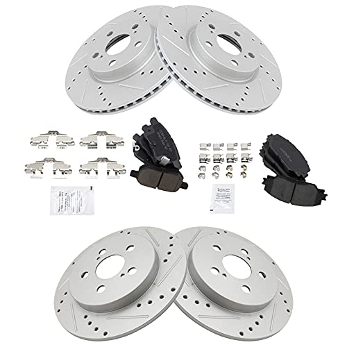 TRQ Front and Rear Performance Brake Pad & Rotor Kit Brake Pads Brake Rotors Set Ceramic Premium G-Coated Compatible with 2009-2010 Pontiac Vibe 2014-2019 Toyota Corolla 2009-2013 Matrix - Image 2