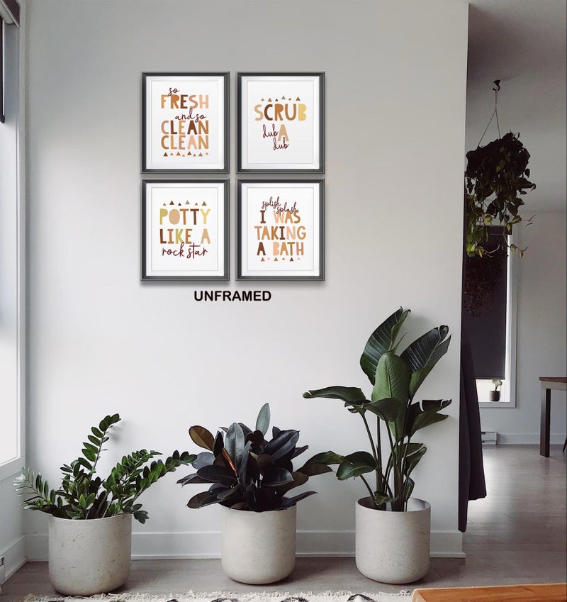 AEHIE So Fresh and Clean Colorful Bathroom Art Poster Prints for Home Kid Washroom Restroom Nursery Toilet Laundry Decor  Funny Bathroom Rules Word Decorations Prints Wall Art Unframed 4pcs 8x10in(Orange) - Image 3