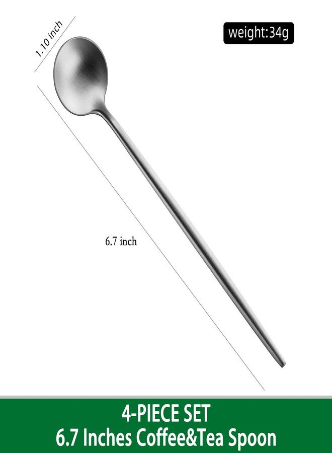 DEHOV 6.7 Inches Coffee Spoons Set,4 Pieces Stainless Steel 18/10 Iced Tea Spoon,Long Handle Coffee Stirring Spoons,Durable Teaspoons,Dishwasher Safe Tea Spoon For Dessert - Image 2