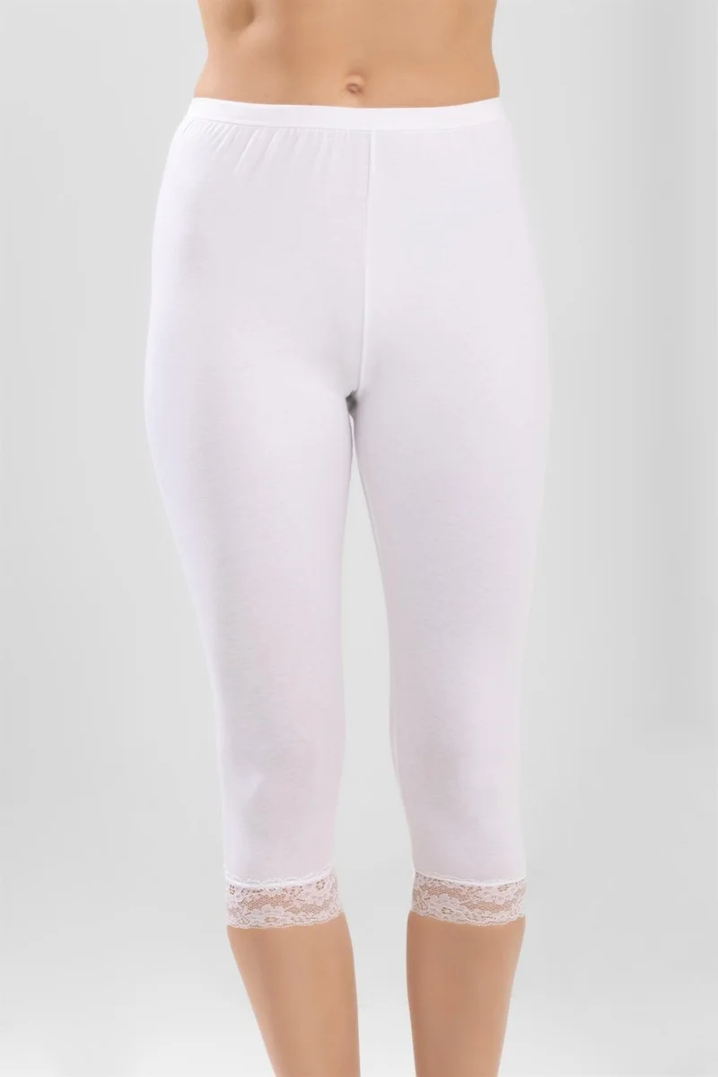 Baykar Women's Below Knee Laced Tights 8904 White