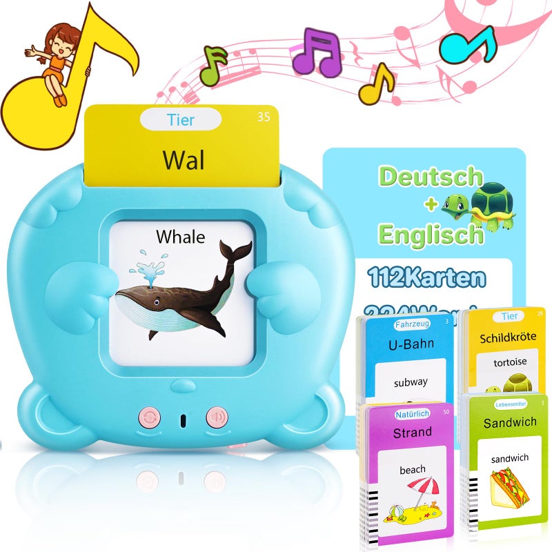 AHJ German English Talking Flash Cards for Toddler Learning Montessori Toys with 224 Sight Words Speech Therapy Toys Childrens Sensory Preschool Learning Educational Birthday - Image 3