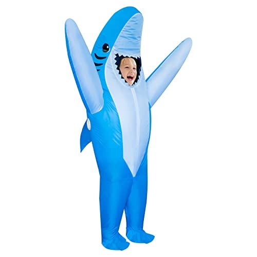 Stegosaurus Inflatable Shark Costume Kids, Halloween Shark Inflatable Costumes Funny Blow up Costume for Boys Girls - Image 1
