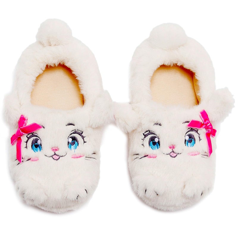 Anddyam Girls Cute Cat Slippers Household AntiSlip Indoor Home Shoe for Kids 12 little kid White cat - Image 2