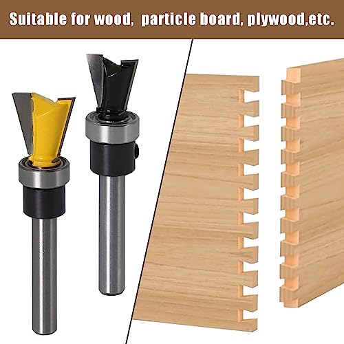 dcvbny 4Pcs 1/4 Inch Shank Dovetail Joint Router Bit Set, Dovetail Router Bits with Bearing Guide Dovetail Jig Bit for Woodworking Cutter Furniture Building Cabinet Making - Image 3