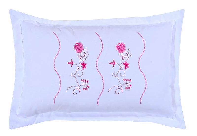 RJ Products™ Embroidery Pillow Cover King Size (White_Pink, 2) - Image 3