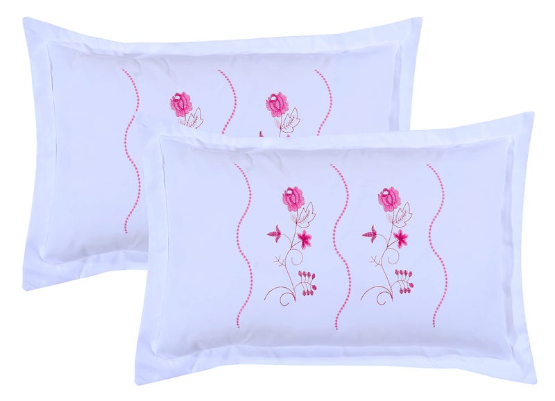 RJ Products™ Embroidery Pillow Cover King Size (White_Pink, 2) - Image 5