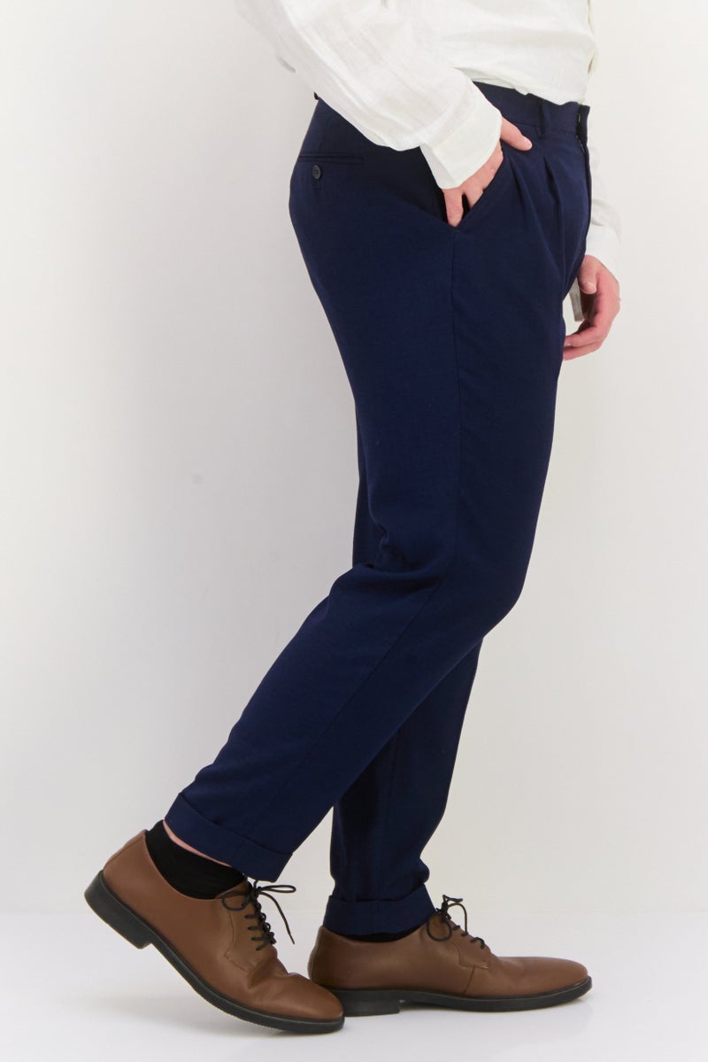 Sorbino Men Regular Fit Solid Dress Pants, Navy  - Image 2