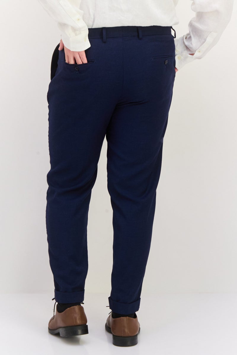 Sorbino Men Regular Fit Solid Dress Pants, Navy  - Image 3