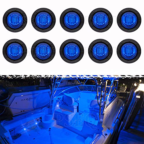 PSEQT 3 LED Round Boat Interior Deck Transom Courtesy Utility Light Marine Step Cockpit Lighting Waterproof for Fishing Pontoon Kayak Yacht Sailboat (Blue, 10Pcs)… - Image 1