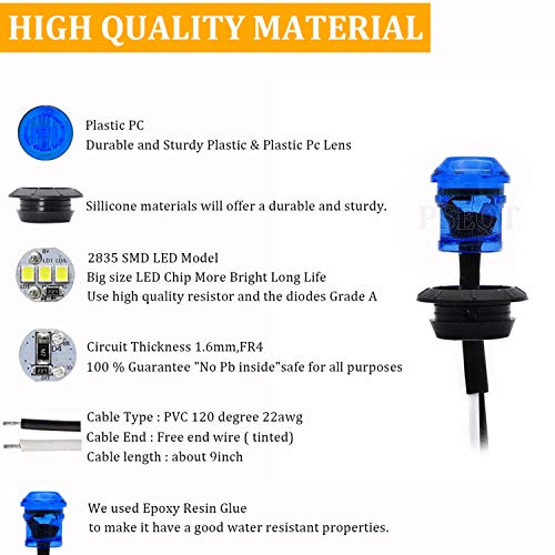PSEQT 3 LED Round Boat Interior Deck Transom Courtesy Utility Light Marine Step Cockpit Lighting Waterproof for Fishing Pontoon Kayak Yacht Sailboat (Blue, 10Pcs)… - Image 5