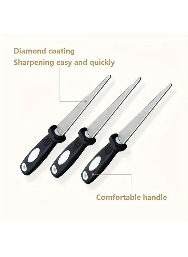 Black Dual Sided Diamond Sharpening File For Knives Scissors Gardening Tools - Image 1