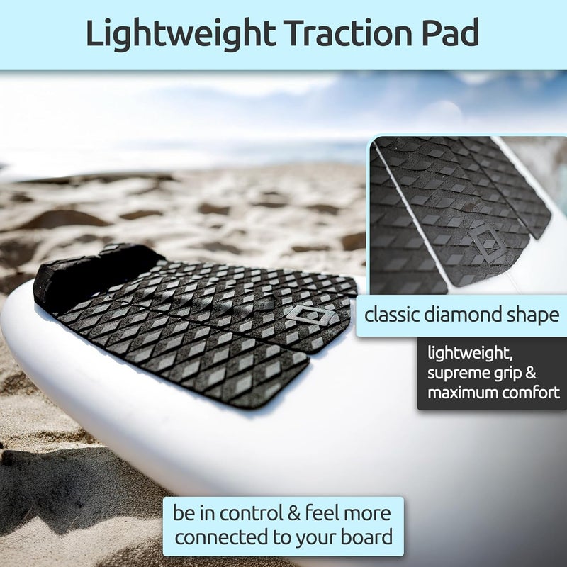 Surf Squared 3-Piece Traction Pad - Arch, Flat, or Front - Maximum Grip, Super Strong 3M Adhesive - Fits All Surfboards: Shortboard, Fish, Longboard, SUP, Skimboard - Stomp or Deck Pad - Image 2