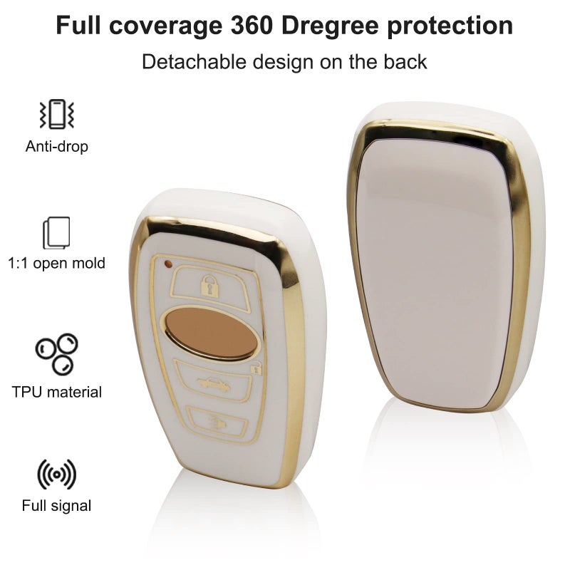 Elegananccy for Subaru Key Fob Cover, Soft Full Protection Key Case Shell with Keychain Compatible with Ascent BRZ Crosstrek Forester Impreza Legacy Outback WRX STI (White) - Image 3
