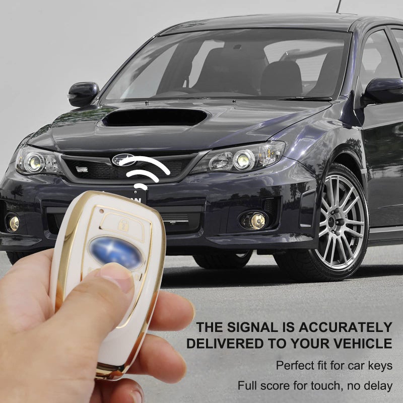 Elegananccy for Subaru Key Fob Cover, Soft Full Protection Key Case Shell with Keychain Compatible with Ascent BRZ Crosstrek Forester Impreza Legacy Outback WRX STI (White) - Image 5