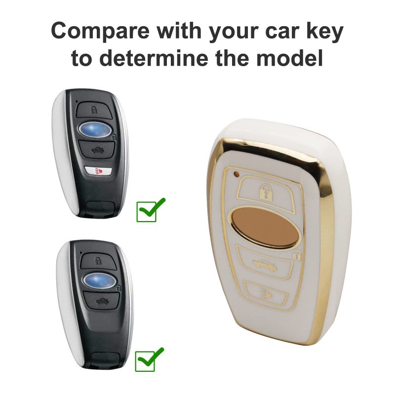 Elegananccy for Subaru Key Fob Cover, Soft Full Protection Key Case Shell with Keychain Compatible with Ascent BRZ Crosstrek Forester Impreza Legacy Outback WRX STI (White) - Image 2