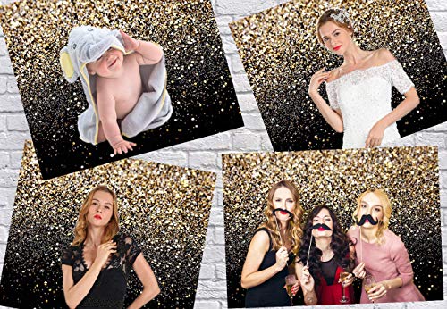 CYLYH 7X5ft Black and Gold Backdrop Golden Spots Backdrop Vintage Astract Glitter Background Wedding Adult Baby Children Holiday Party Decor New Year Party Backdrop - Image 5
