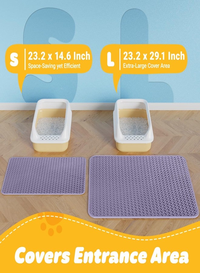 Powools Cat Litter Mat - 23.2'' x 14.6'' Small Litter Trapping Mat, Easy to Clean Litter Box Mat, Waterproof, Urine-Proof, Non-Slip Kitty Litter Mats for Floor, Purple - Image 2