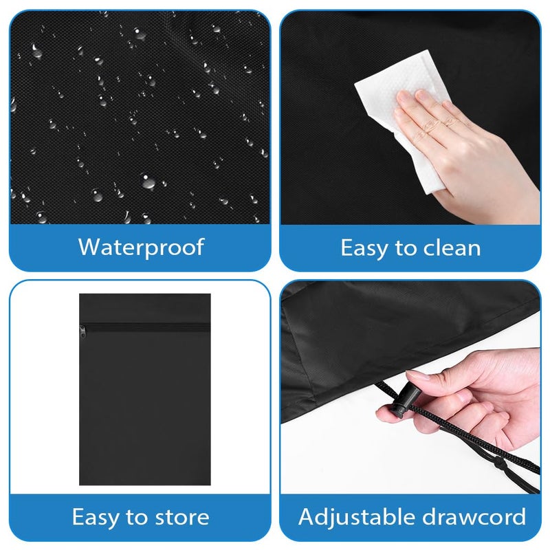 OFFCUP Protective Cover for Garden Table, 150 x 90 x 15 cm, 420D Oxford Fabric, Waterproof & Anti-UV, Outdoor Tarpaulin with Clamping Rope, Windproof for Garden Lounge, Patio (Black) - Image 4