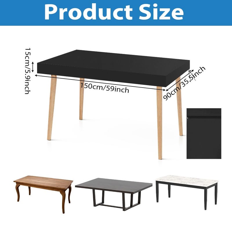 OFFCUP Protective Cover for Garden Table, 150 x 90 x 15 cm, 420D Oxford Fabric, Waterproof & Anti-UV, Outdoor Tarpaulin with Clamping Rope, Windproof for Garden Lounge, Patio (Black) - Image 2