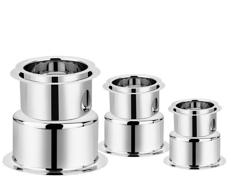 BLeaf Stainless Steel-Flat Bottom Tope/ Heavy Guage Tope (Pack of 9) (500 ml, 750 ml, 1000 ml, 1250 ml, 1500 ml, 1750 ml, 2000 ml, 2250 ml, 2500 ml) - Image 1