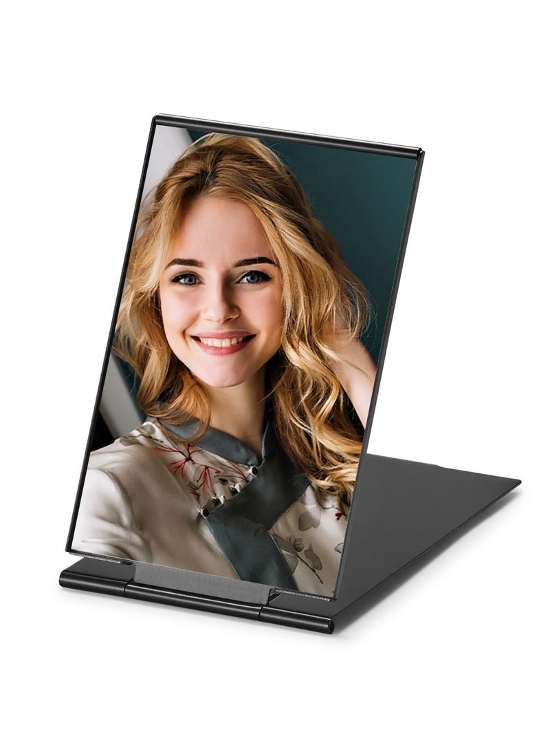 MIRRORNOVA Portable Folding Mirror UltraSlim Durable Makeup Tabletop Mirror for Travel with Aluminum Shell Black Mini Size 47