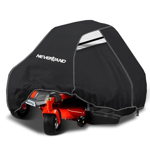 NEVERLAND Zero Turn Mower Cover AntiUV Lawn Mower Cover Waterproof Outdoor 210D Lawn Tractor Cover with Drawstring Storage Bag Universal Fit up to 60 Decks Handles and Dual Air Vents - Image 1