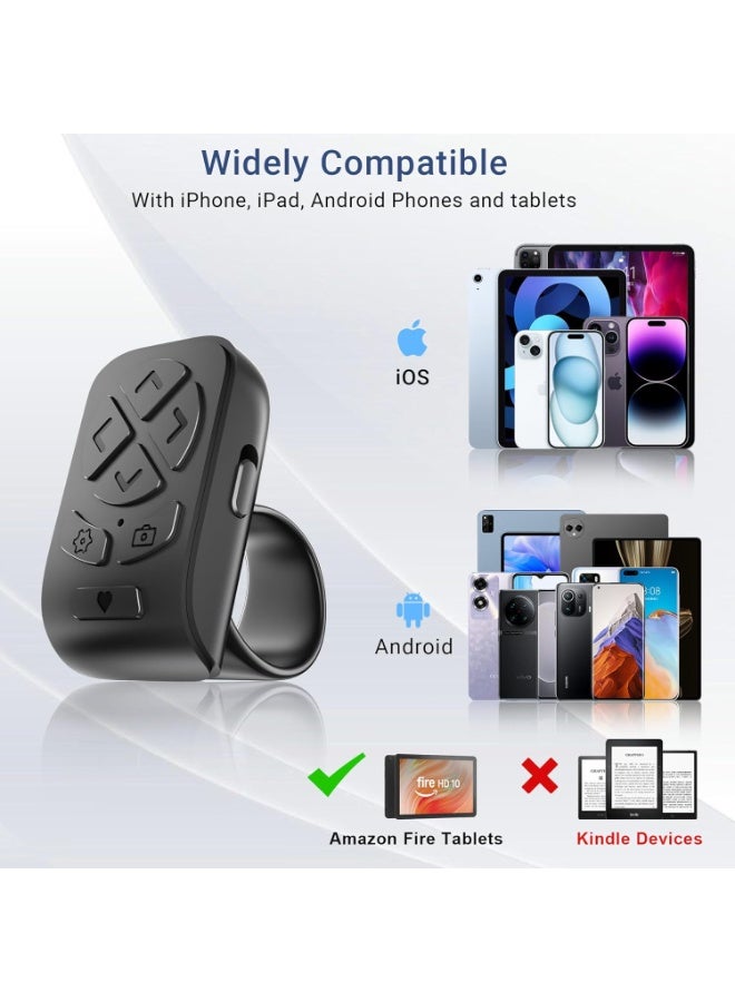 Scrolling Ring Remote for TikTok YouTube Instagram Shorts Video, Scroller Page Turner Clicker for APP Compatible with iPhone iPad Android Phone, Remote Shutter Control for Phone Camera - Image 3