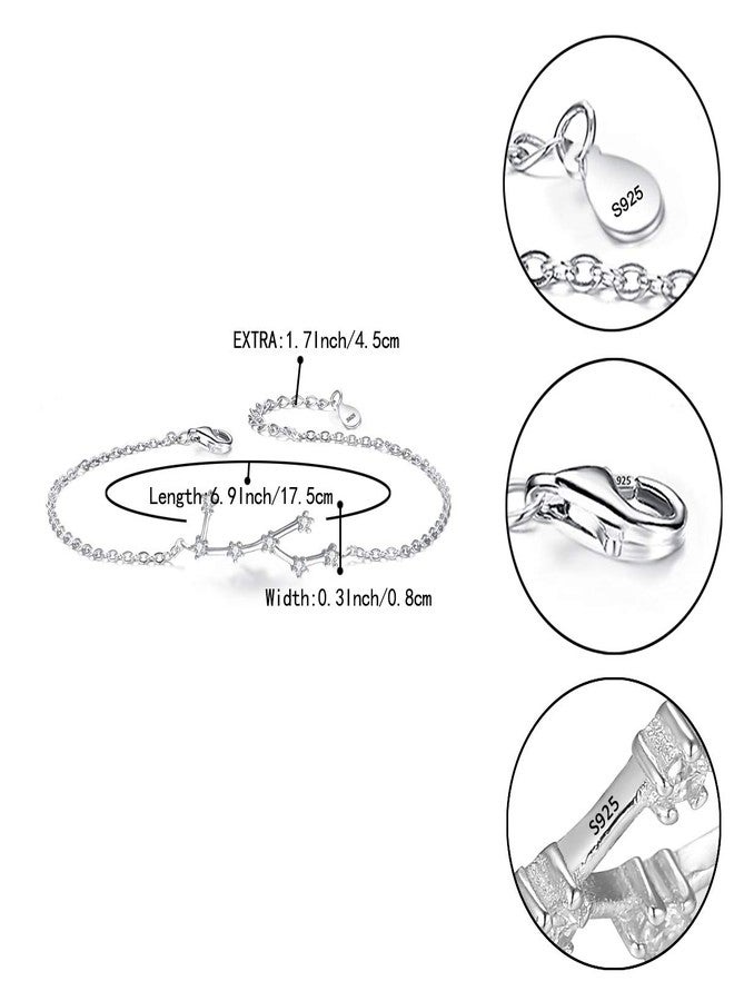 بريلوف سوار بريلوف من الفضة الإسترليني عيار 925 - سوار "برج العذراء" من مجموعة الأبراج الاثني عشر للنساء، مرصع بحجر الزركونيا المكعب الشفاف، حجر بخت شهر أبريل. - Image 4
