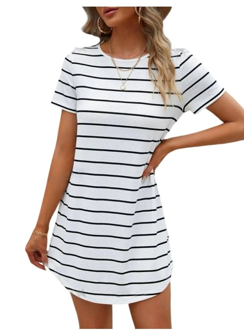 SoBe Button Detailed Crew Neck Striped Camisole Dress STANDARD SIZE S M L COMPATIBLE.made in Turkiye  - Image 2