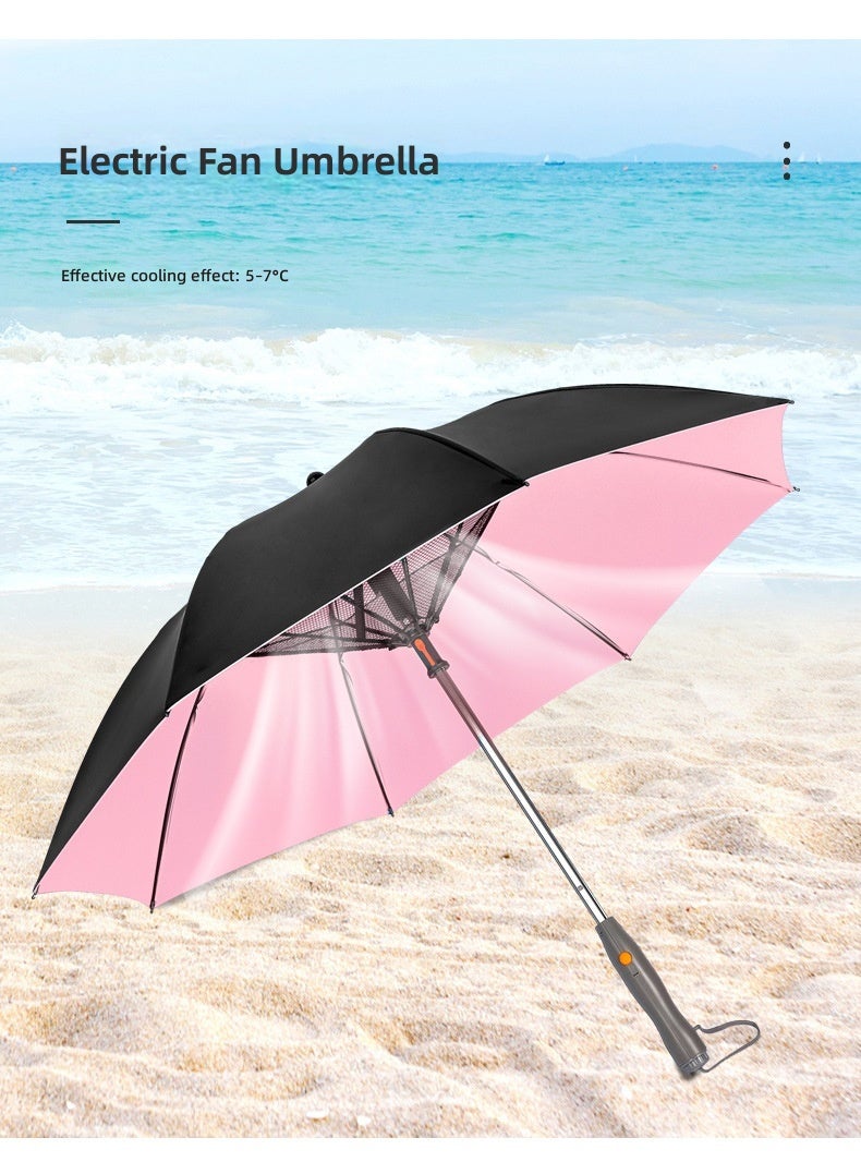 Portable Cooling Umbrella with Built-in Fan & Mist Spray – UV Protection UPF 50 + Semi-Automatic Golf Umbrella for Adults - Image 2