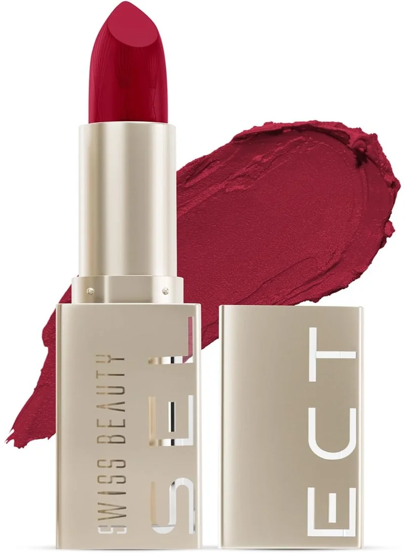 سويس بيوتي Swiss Beauty Select Crème Touch Hydrating Lipstick | With Vitamin E and Tea Tree Oil | High -shine finish | shade- Rare Red - 4 gm