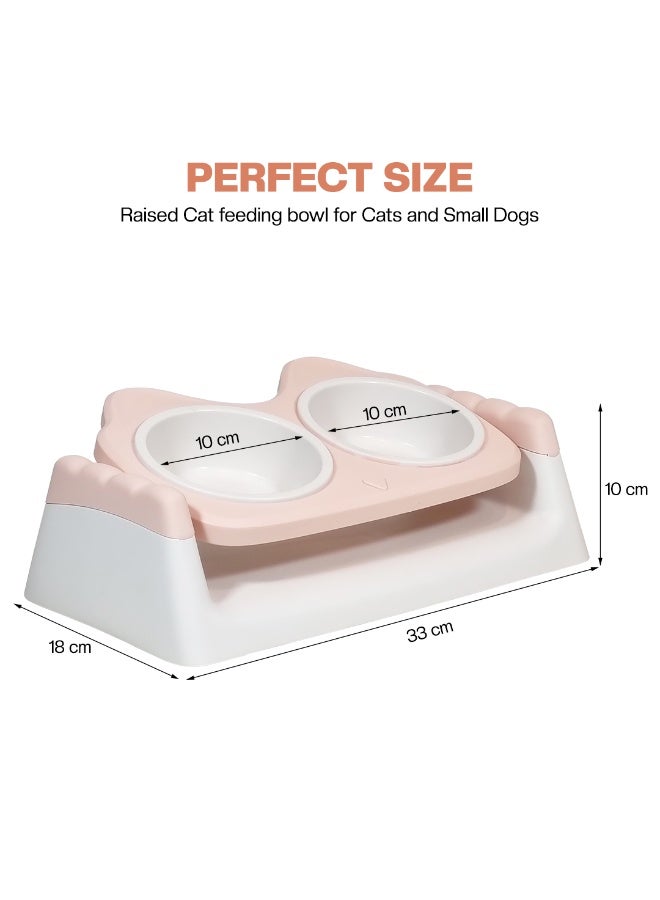 NNC PETS Elevated cat food and water bowl set for Indoor cats & Kittens, Durable plastic pet feeder with Dual bowls, Non-toxic materials, and Anti-slip base, Easy to clean, 33 cm (PINK) - Image 2