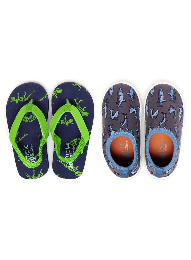 Simple Joys by Carter's Boy's Archer Kaia Aqua Set Sandal, Navy/Grey, Numeric_7 Toddler - Image 1