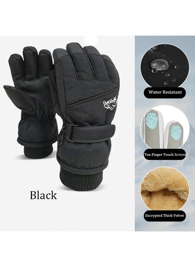 OVOY Womens Mens Classic Solid-Ski-Gloves for Cold-Weather - Winter Soft and Warm Waterproof and Winderproof Warm Snowboard Gloves - Image 3