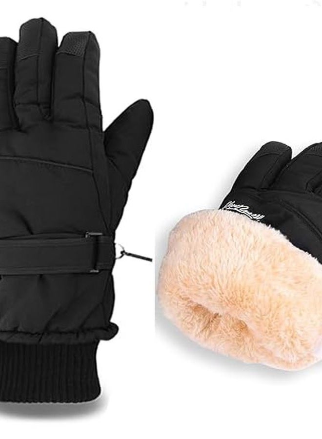 OVOY Womens Mens Classic Solid-Ski-Gloves for Cold-Weather - Winter Soft and Warm Waterproof and Winderproof Warm Snowboard Gloves - Image 2
