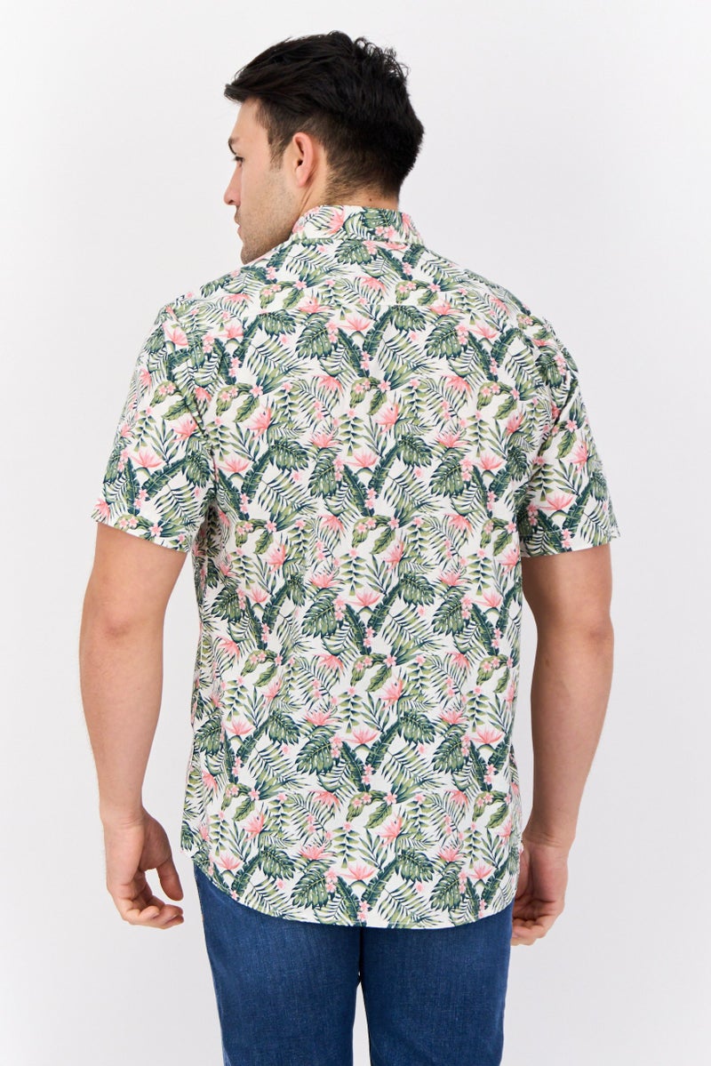 Peter Werth قميص رجالي عادي بأكمام قصيرة مطبوع بالكامل، متعدد الألوان - Image 3