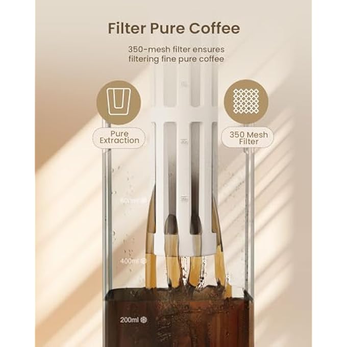 NALACAL Cold Brew Coffee Maker  Iced Tea Machines  Iced Coffee  34Oz Iced Tea And Coffee Maker Brewer Without Handle For Space Saving Tritan Pitcher 350 Mesh Filter 100 LeakProof - Image 3