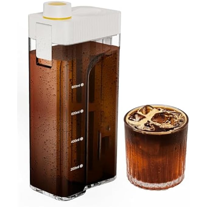 NALACAL Cold Brew Coffee Maker  Iced Tea Machines  Iced Coffee  34Oz Iced Tea And Coffee Maker Brewer Without Handle For Space Saving Tritan Pitcher 350 Mesh Filter 100 LeakProof - Image 1