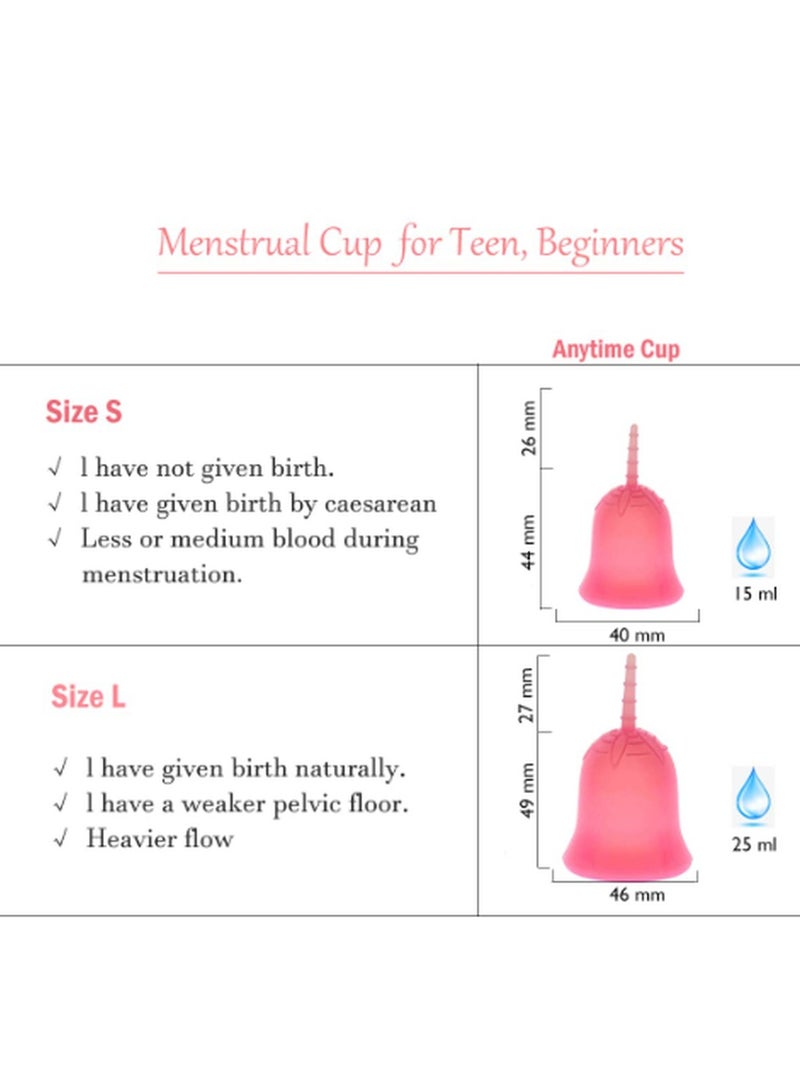 إني تايم كأس الحيض في أي وقت - كأس الحيض السيليكوني القابل لإعادة الاستخدام للنساء أثناء الحيض مع تدفق ثقيل أو حساس - يأتي مع حقيبة كأس الحيض، ناعمة ومرنة (وردي، كبير) - Image 4