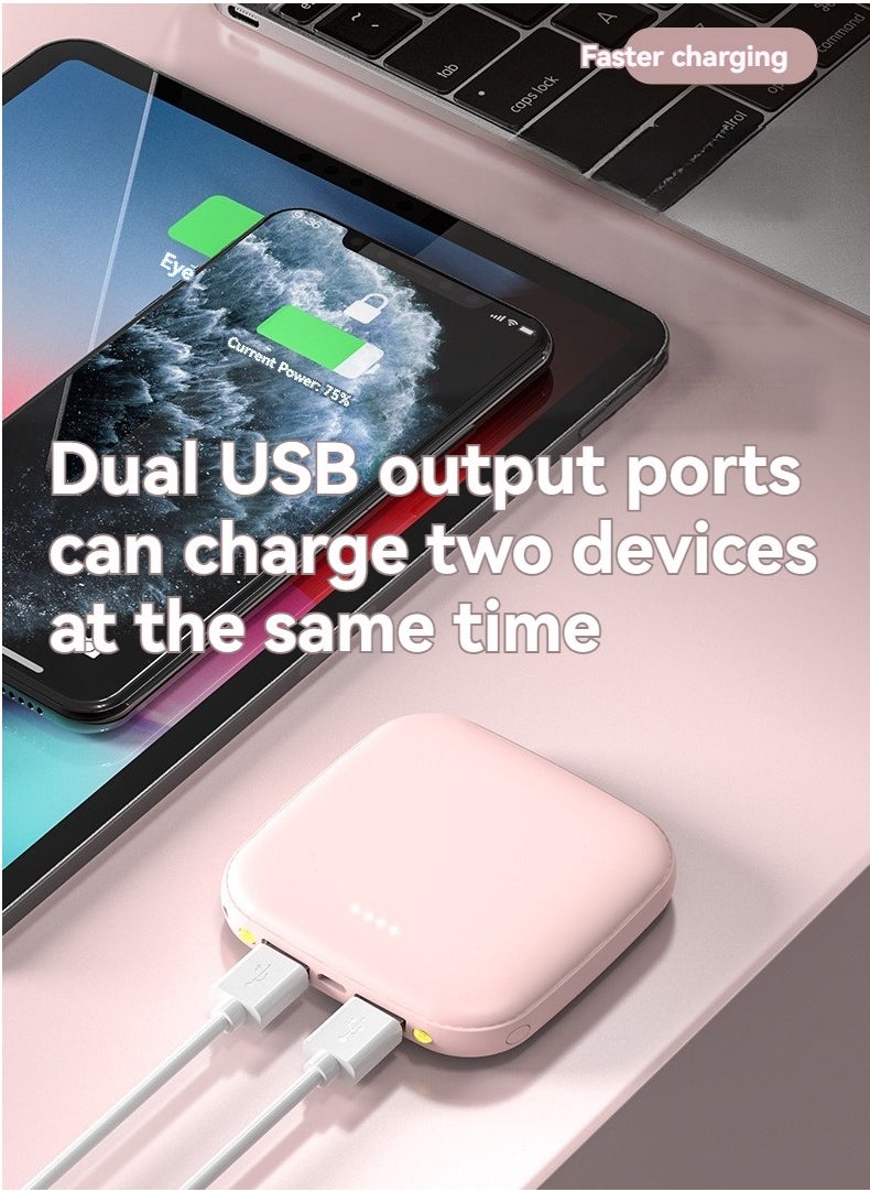 Generic - 12000 mAh portable power bank, creative high-looking mini large-capacity fast-charging power bank (pink) - Image 1