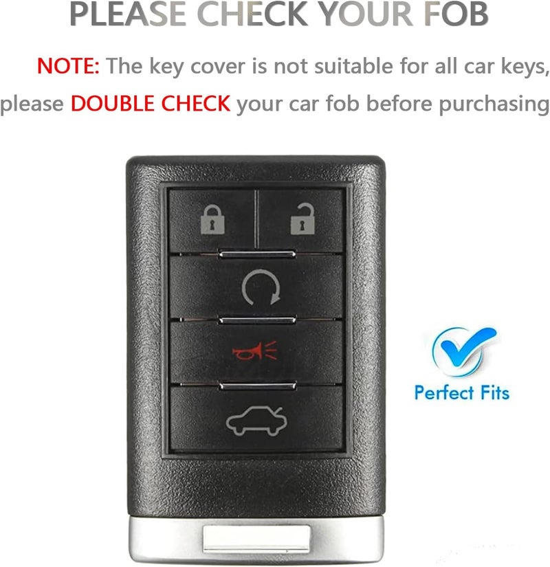 OFFCURVE Key Fob Cover with Keychain for Cadillac, TPU Car Key Case Protector for Cadillac SRX ATS ELR XTS 2010 2011 2012 2013 2014 2015 Keyless Entry Remote Control Start Car Key Accessories, Blue - Image 2
