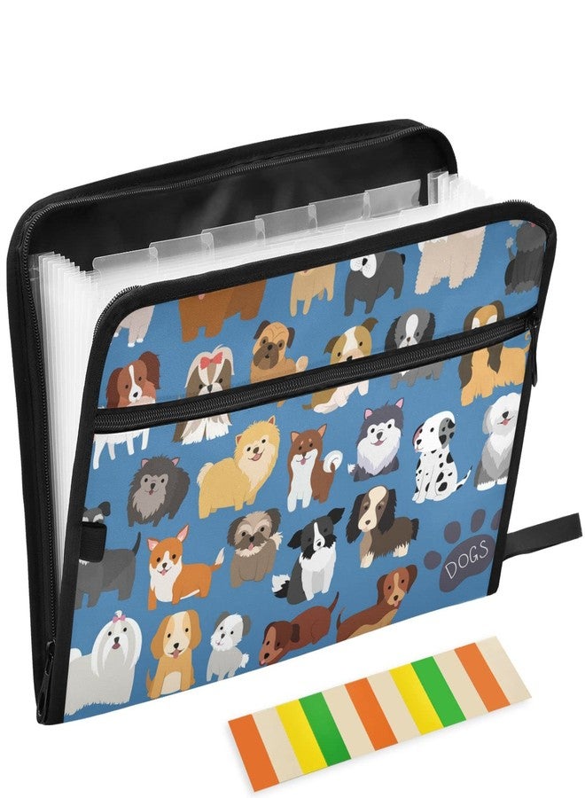 ZZKKO Cute Dogs 13 Pockets Expanding File Folder with Sticky Labels Accordion File Folder Document Organizer Letter Size A4 Papers Expandable File Keeper - Image 1